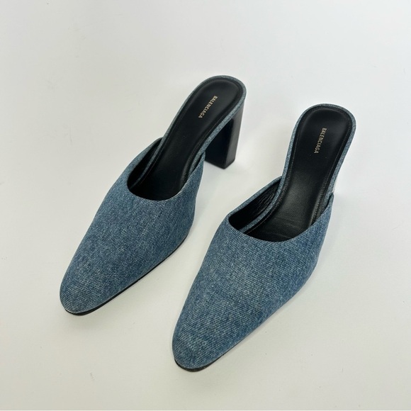 Balenciaga Blue Denim Mules Almond Toe size 37.5 - Picture 4 of 9